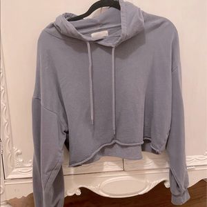 Cotton distressed cropped hoodie
